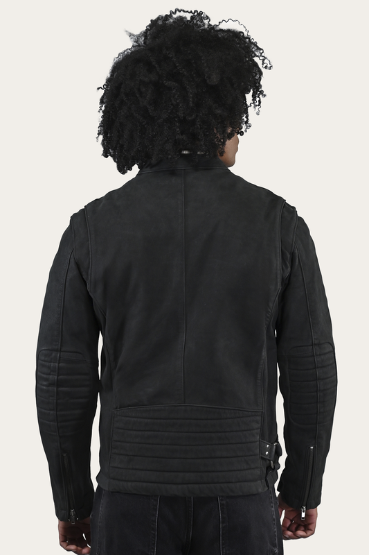 Men’s Black Cattleman Vintage Cafe Racer Leather Jacket