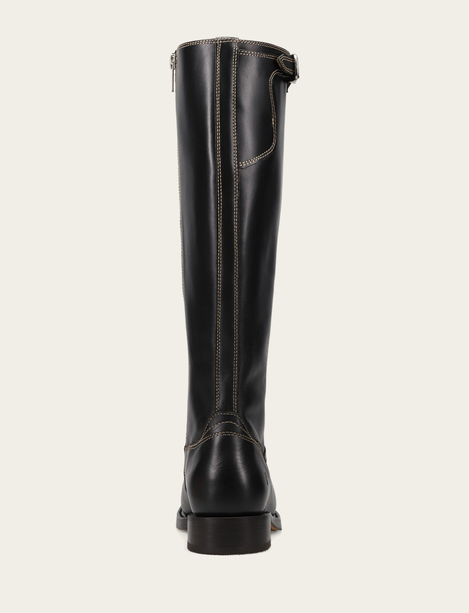 Women's Black Campus Low Heel Tall Riding Boot