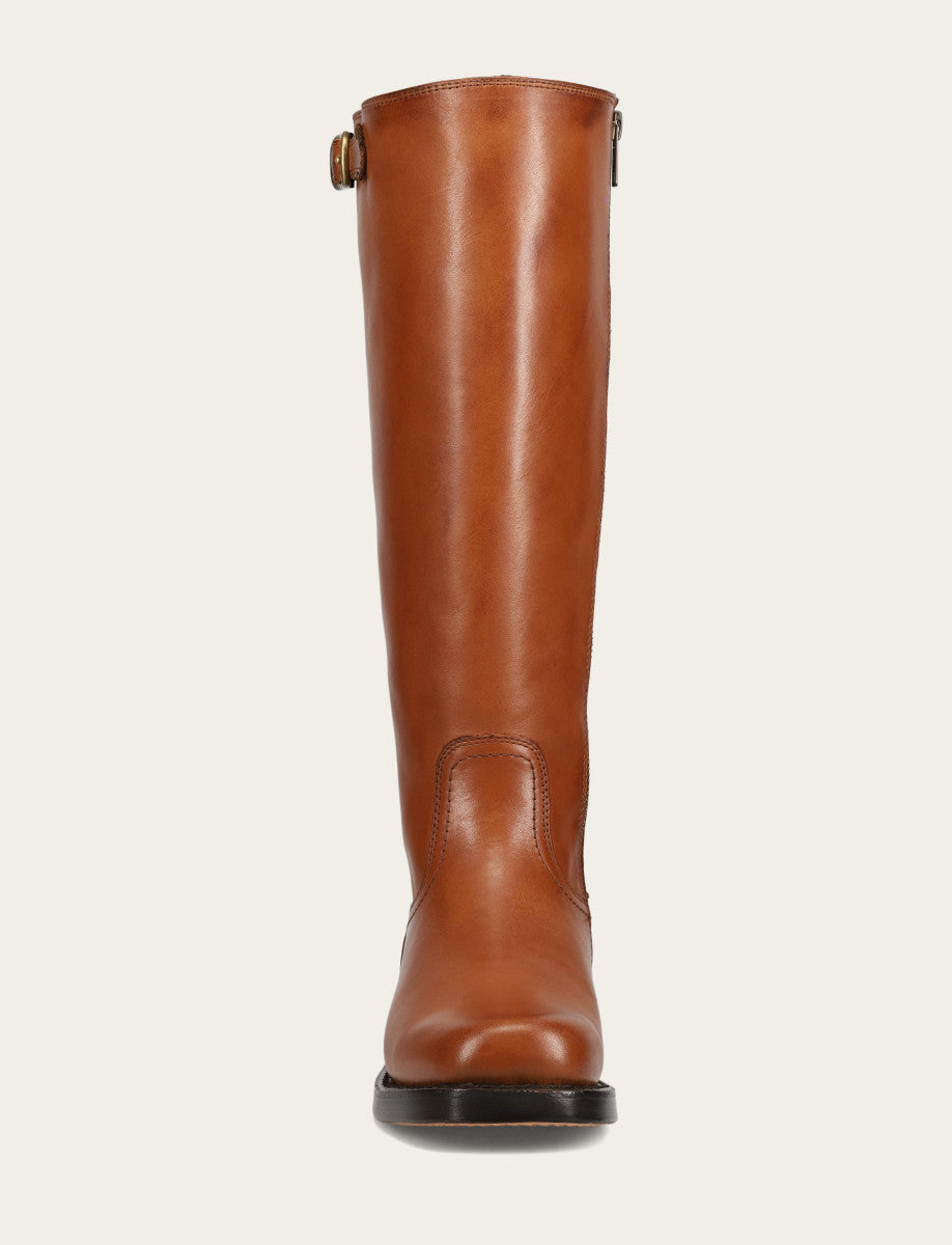 Women's Cognac Campus Low Heel Tall Riding Wide Calf Boot