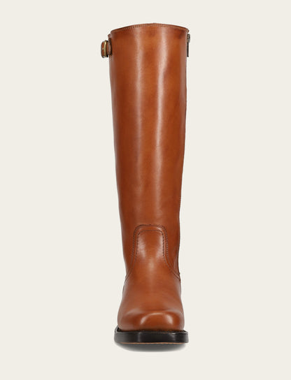 Women's Cognac Campus Low Heel Tall Riding Wide Calf Boot