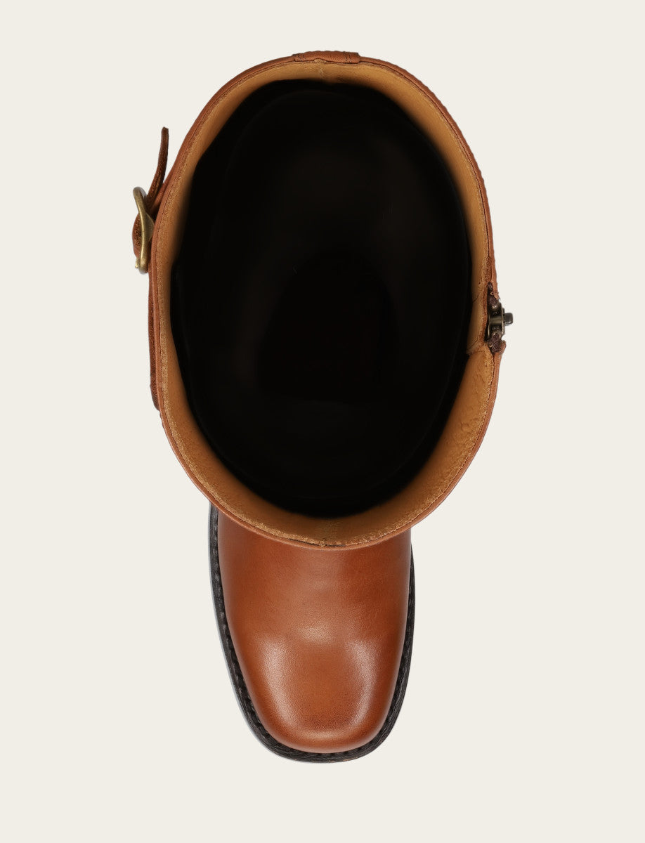 Women's Cognac Campus Low Heel Tall Riding Wide Calf Boot