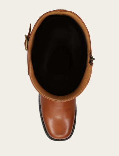 Women's Cognac Campus Low Heel Tall Riding Wide Calf Boot