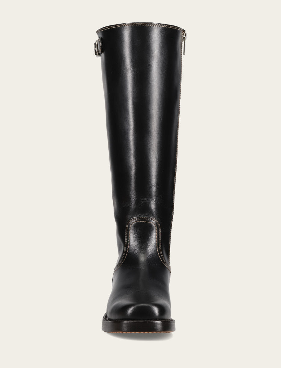 Women's Black Campus Low Heel Tall Riding Wide Calf Boot