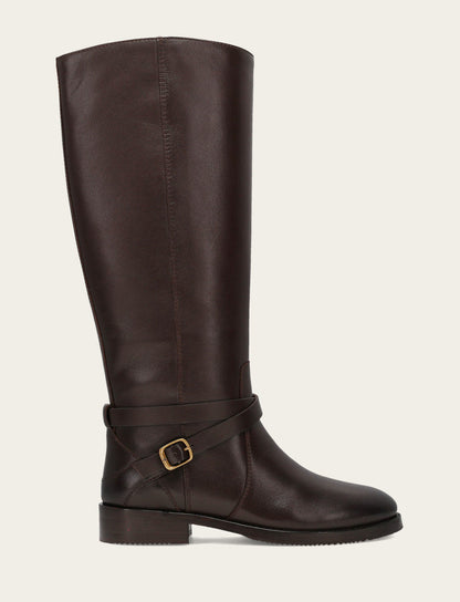 Women's Dark Brown Melissa Belted Riding Boot