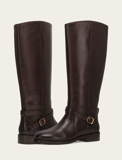 Women's Dark Brown Melissa Belted Riding Boot