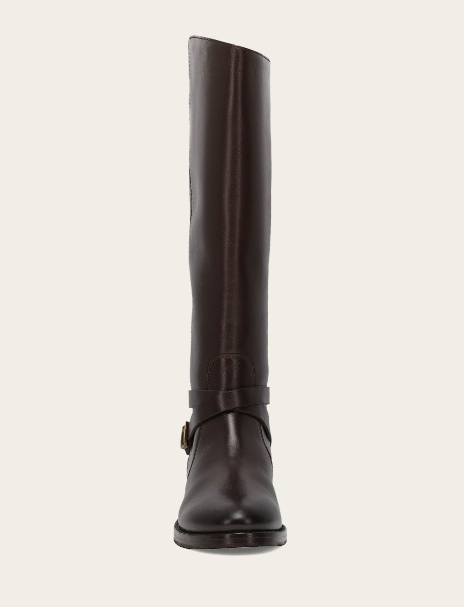 Women's Dark Brown Melissa Belted Riding Boot