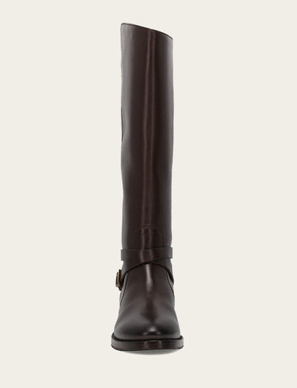 Women's Dark Brown Melissa Belted Riding Boot