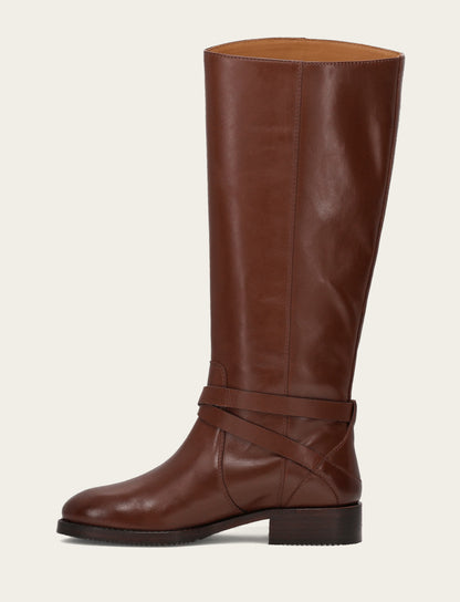 Women's Walnut Melissa Belted Riding Wide Calf Boot