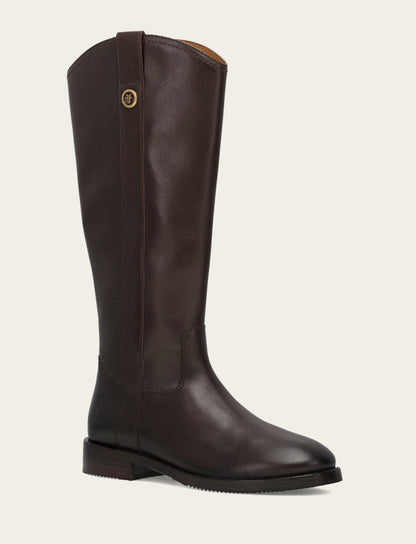 Women's Dark Brown Melissa Button Tall Inside Zip Wide Calf Boot