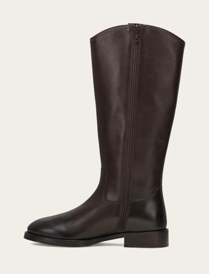 Women's Dark Brown Melissa Button Tall Inside Zip Wide Calf Boot