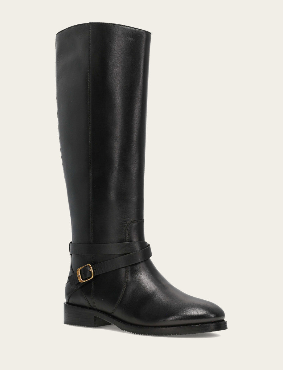 Women's Black Melissa Belted Riding Boot