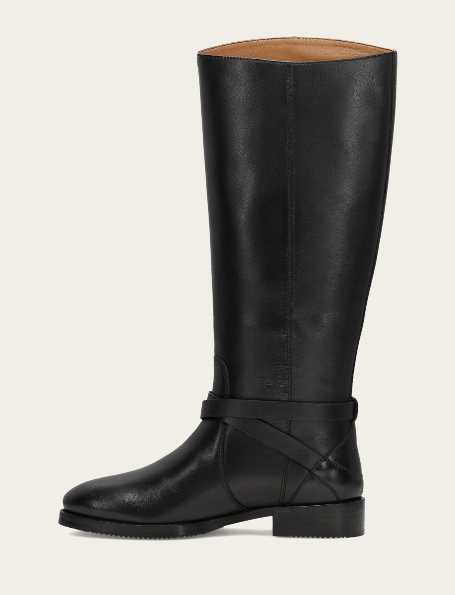 Women's Black Melissa Belted Riding Boot