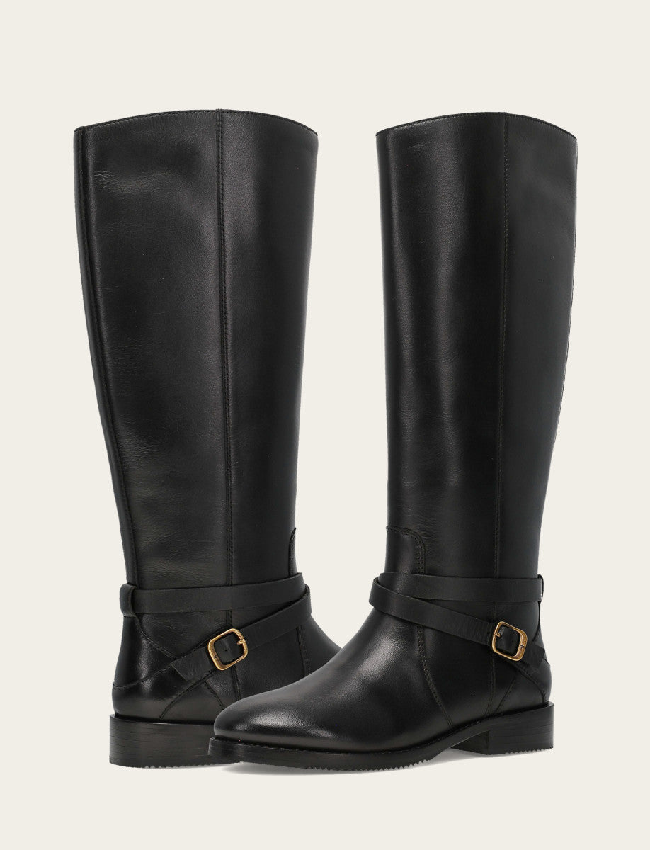 Women's Black Melissa Belted Riding Boot
