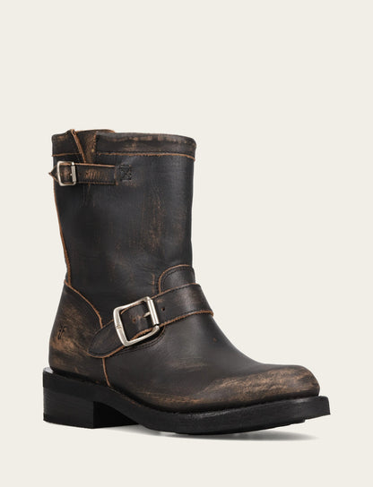 Women's Distressed Black Viv Short Engineer Boot