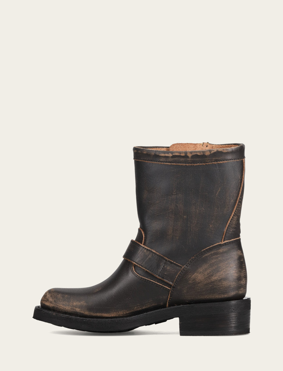 Women's Distressed Black Viv Short Engineer Boot