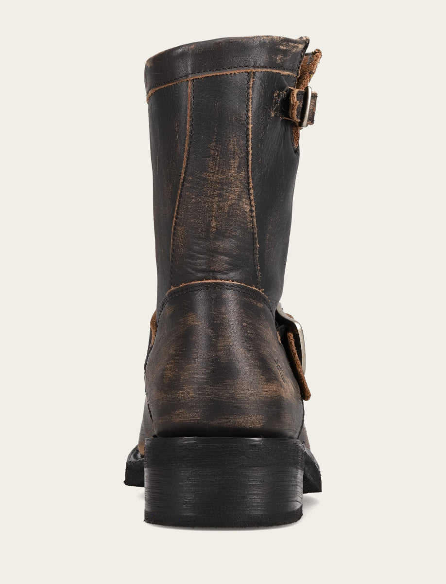Women's Distressed Black Viv Short Engineer Boot
