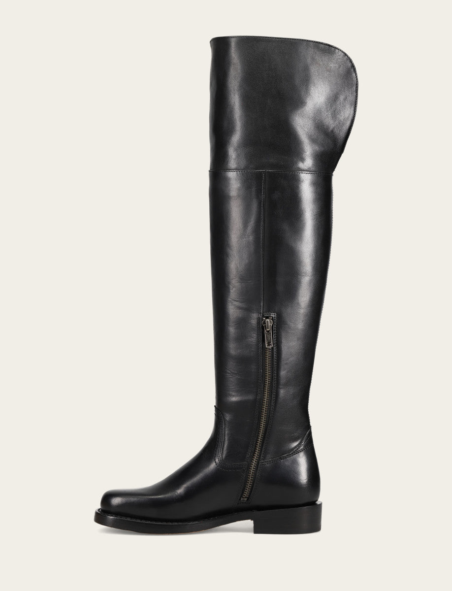 Women's Black Campus Low Heel Over The Knee Boot