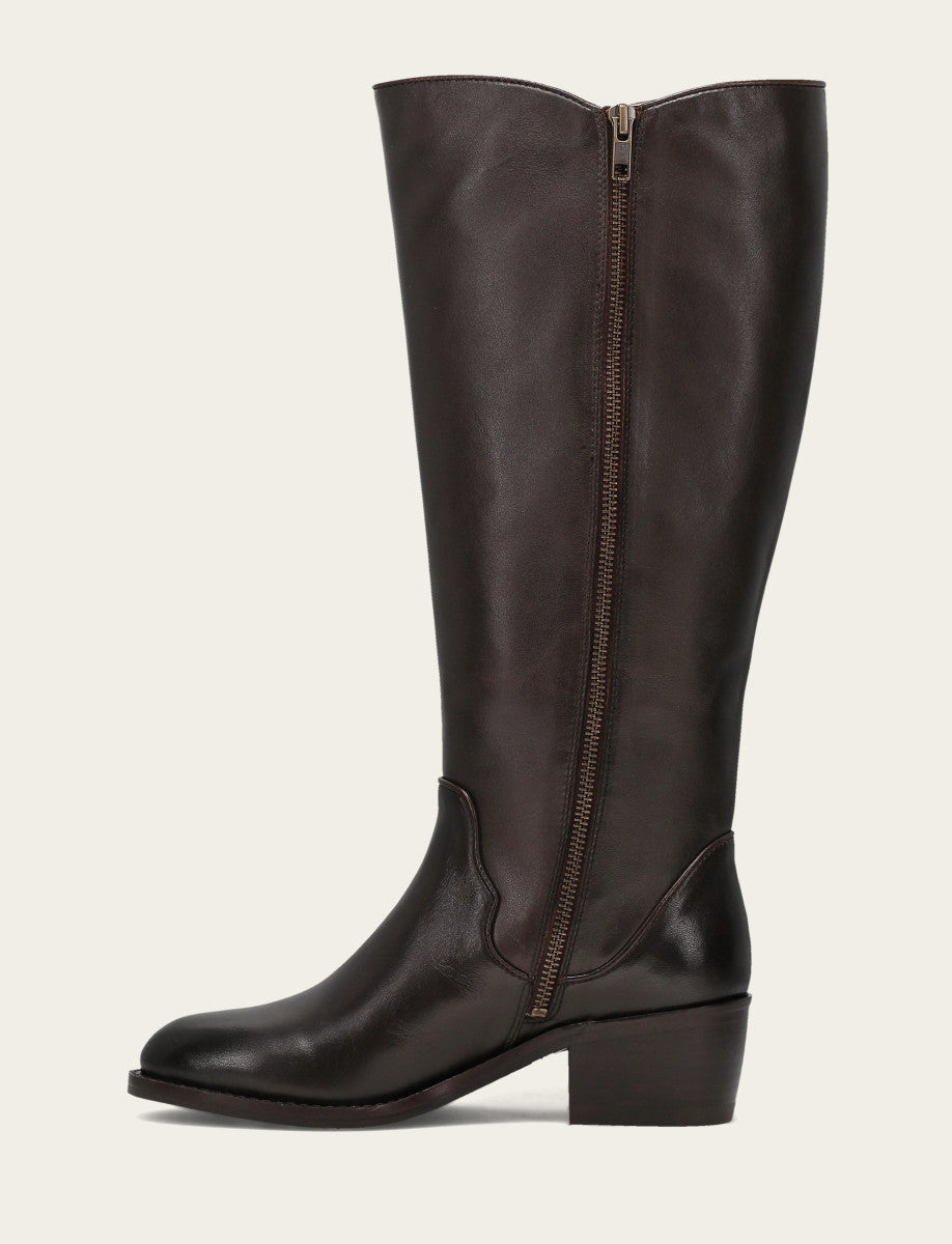 Women's Dark Brown Carson 2 Piping Tall Wide Calf Boot