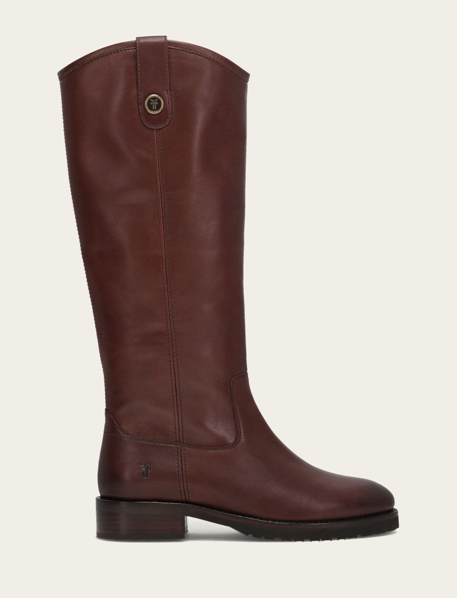 Women's Brown Melissa Lug Button Tall Wide Calf Boot