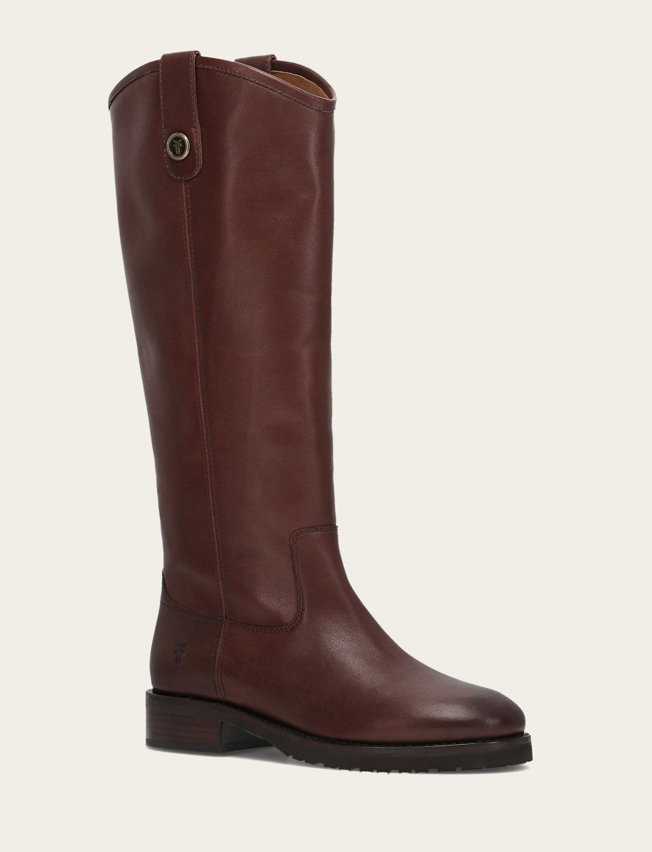 Women's Brown Melissa Lug Button Tall Wide Calf Boot