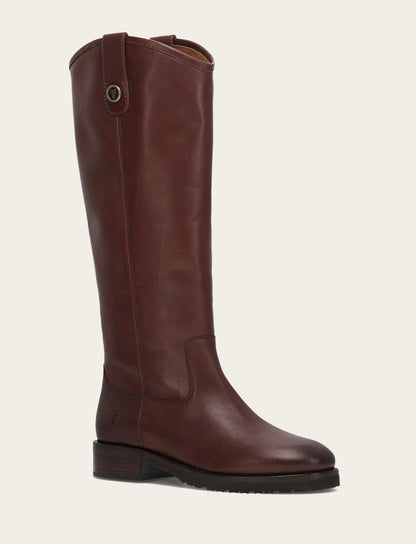 Women's Brown Melissa Lug Button Tall Wide Calf Boot