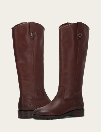 Women's Brown Melissa Lug Button Tall Wide Calf Boot