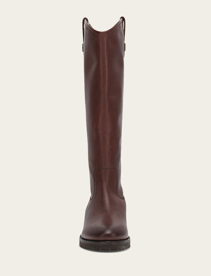 Women's Brown Melissa Lug Button Tall Wide Calf Boot