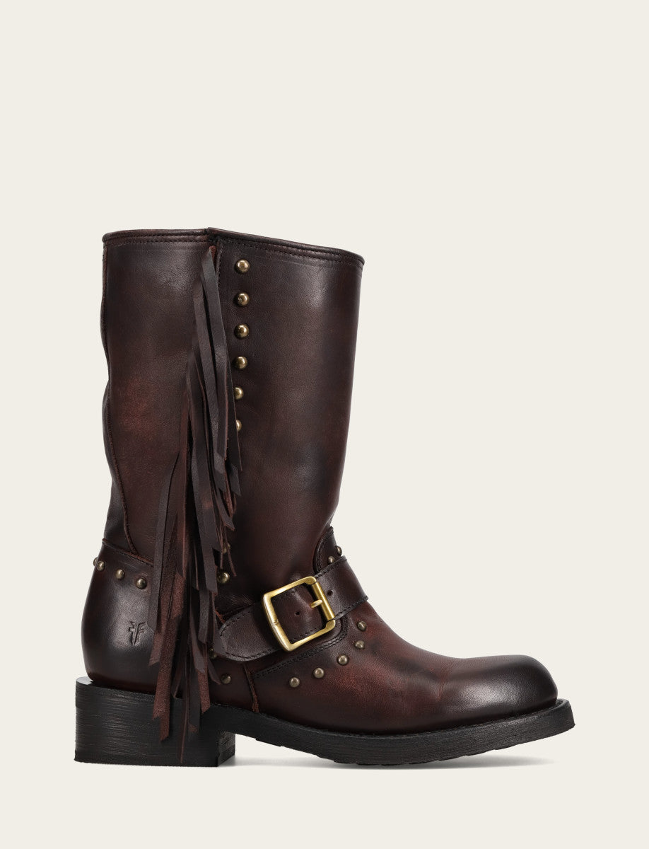 Women's Cherry Lacquer Viv Fringe Engineer Boot