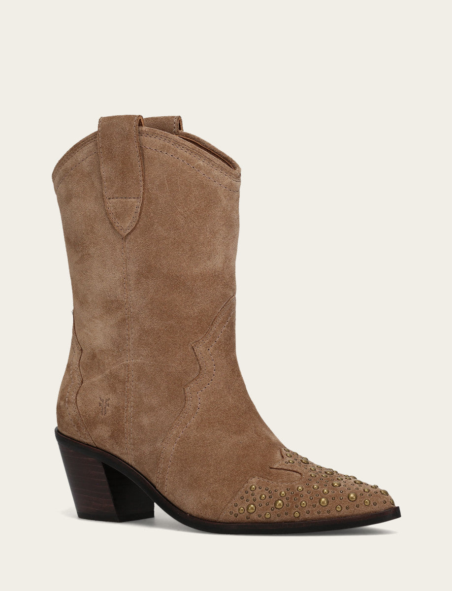 Women's Almond Sara Wingtip Stud Boot