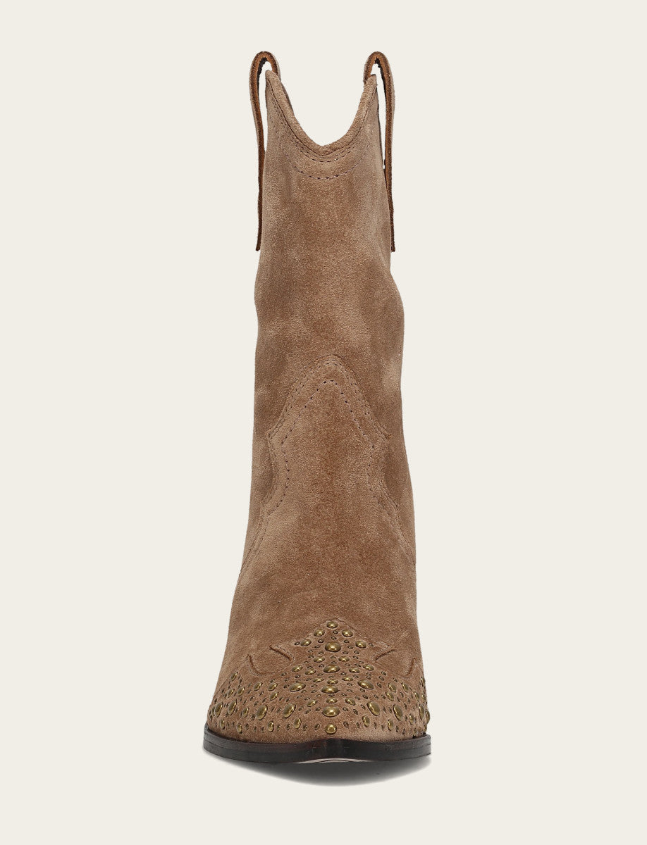Women's Almond Sara Wingtip Stud Boot