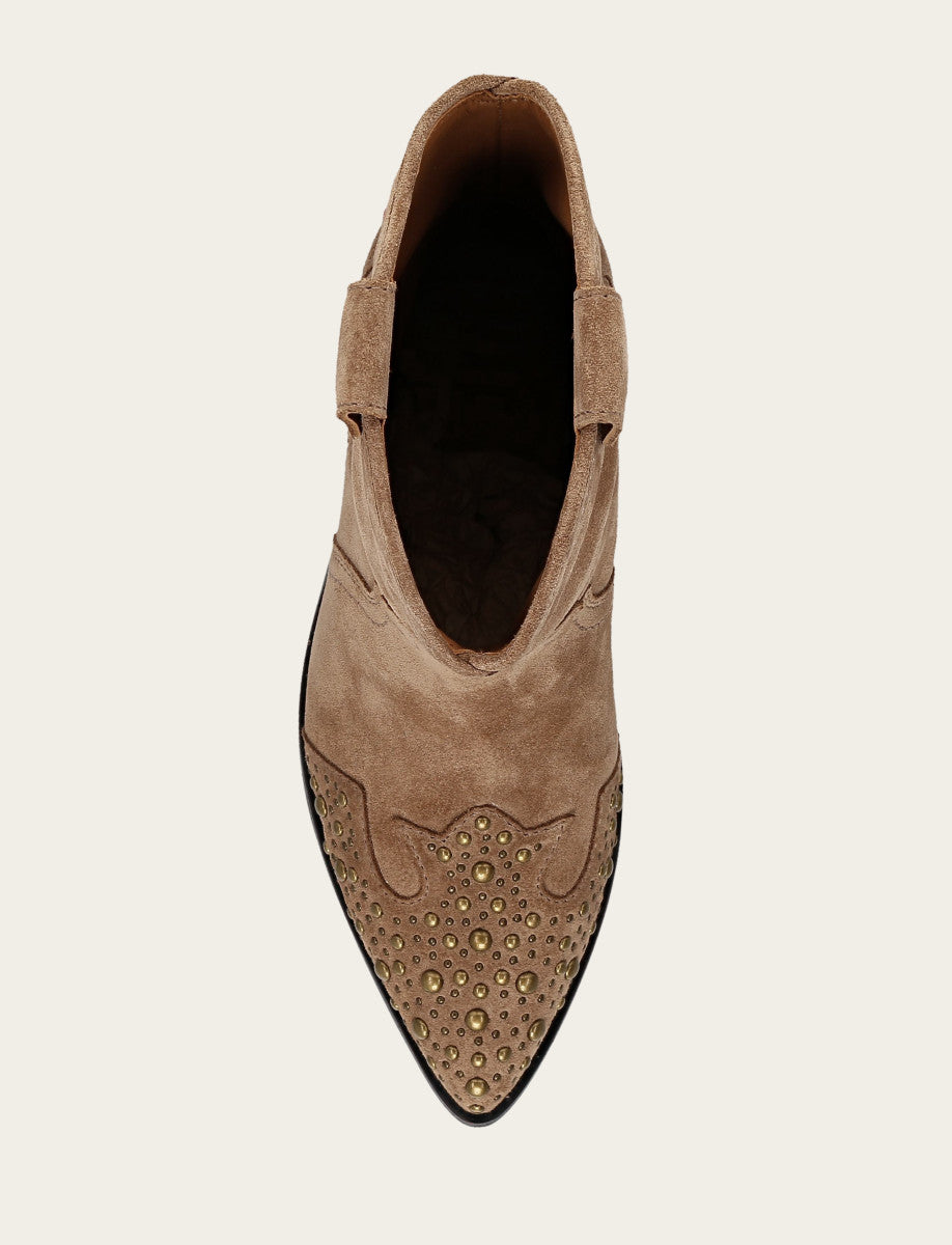 Women's Almond Sara Wingtip Stud Boot