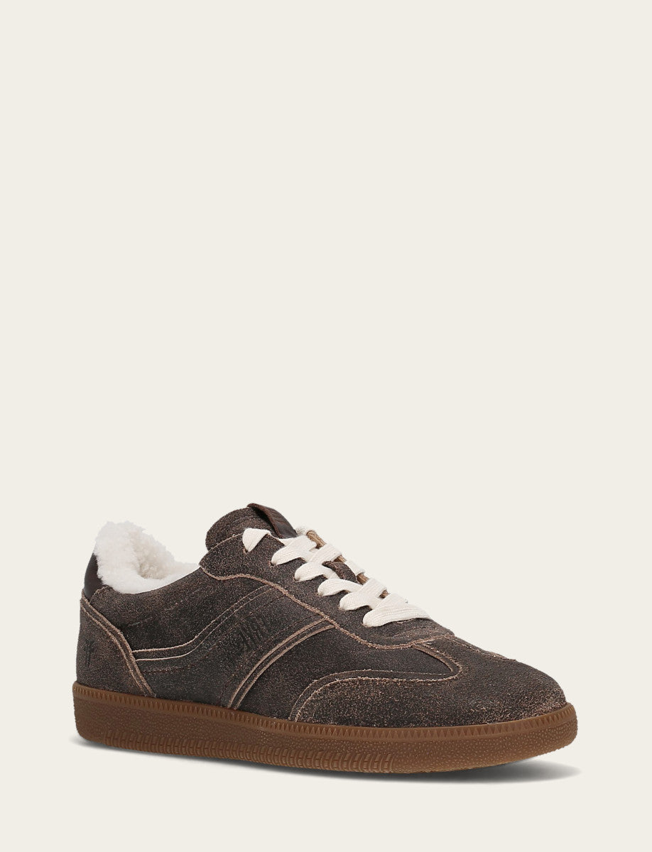 Women's Dark Truffle Milly Low Lace Shearling Sneaker