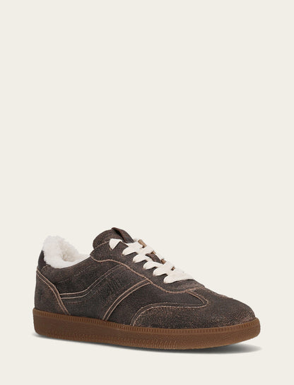 Women's Dark Truffle Milly Low Lace Shearling Sneaker