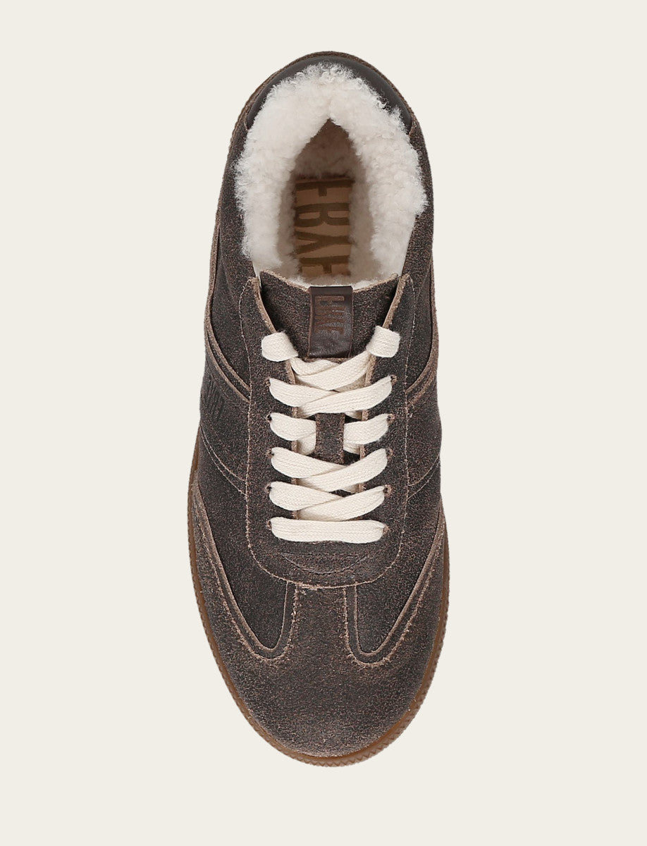 Women's Dark Truffle Milly Low Lace Shearling Sneaker