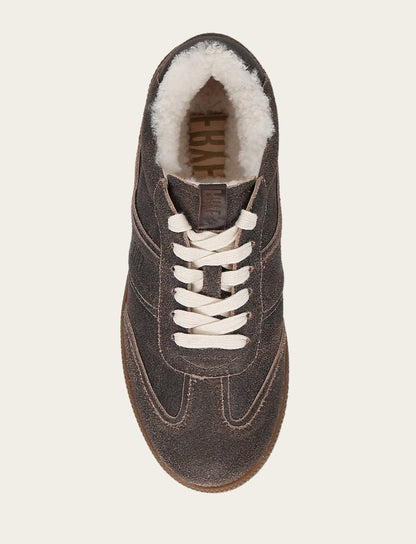 Women's Dark Truffle Milly Low Lace Shearling Sneaker