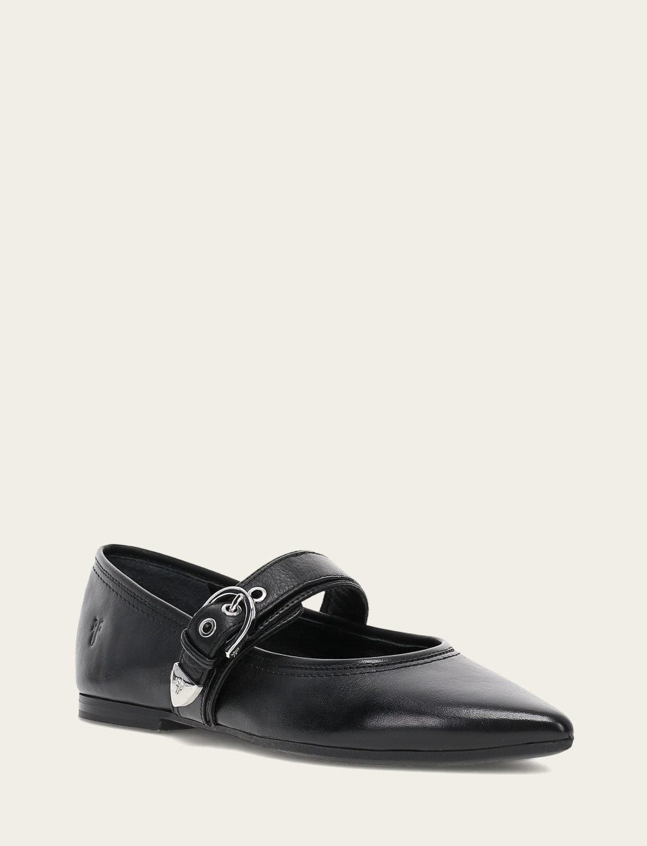 Women's Black Heather Buckle Mary Jane Flats