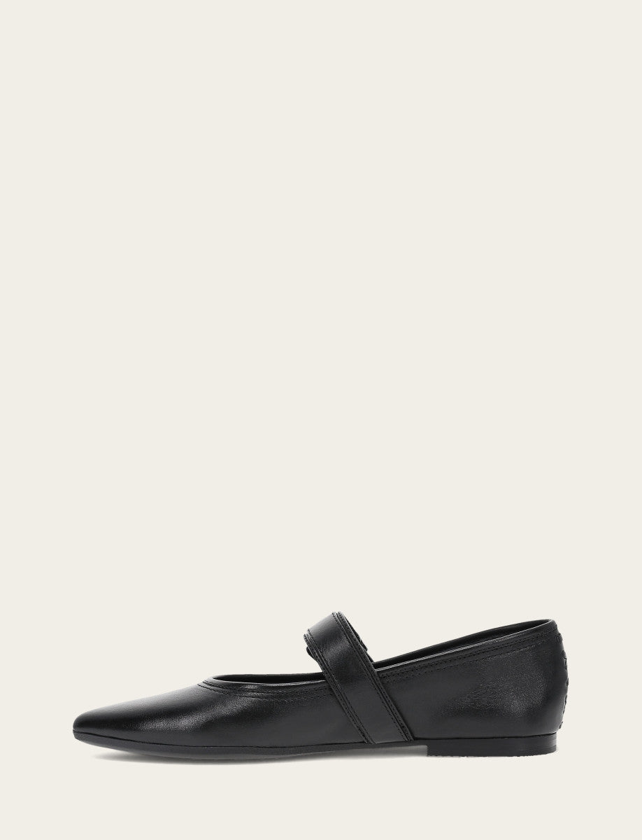 Women's Black Heather Buckle Mary Jane Flats