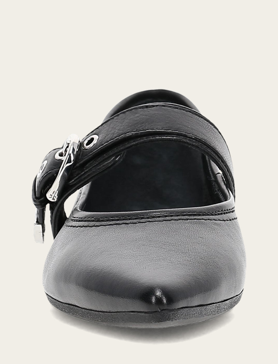 Women's Black Heather Buckle Mary Jane Flats