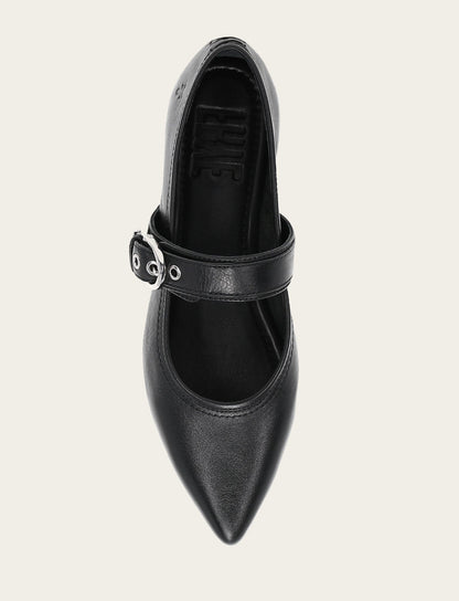 Women's Black Heather Buckle Mary Jane Flats