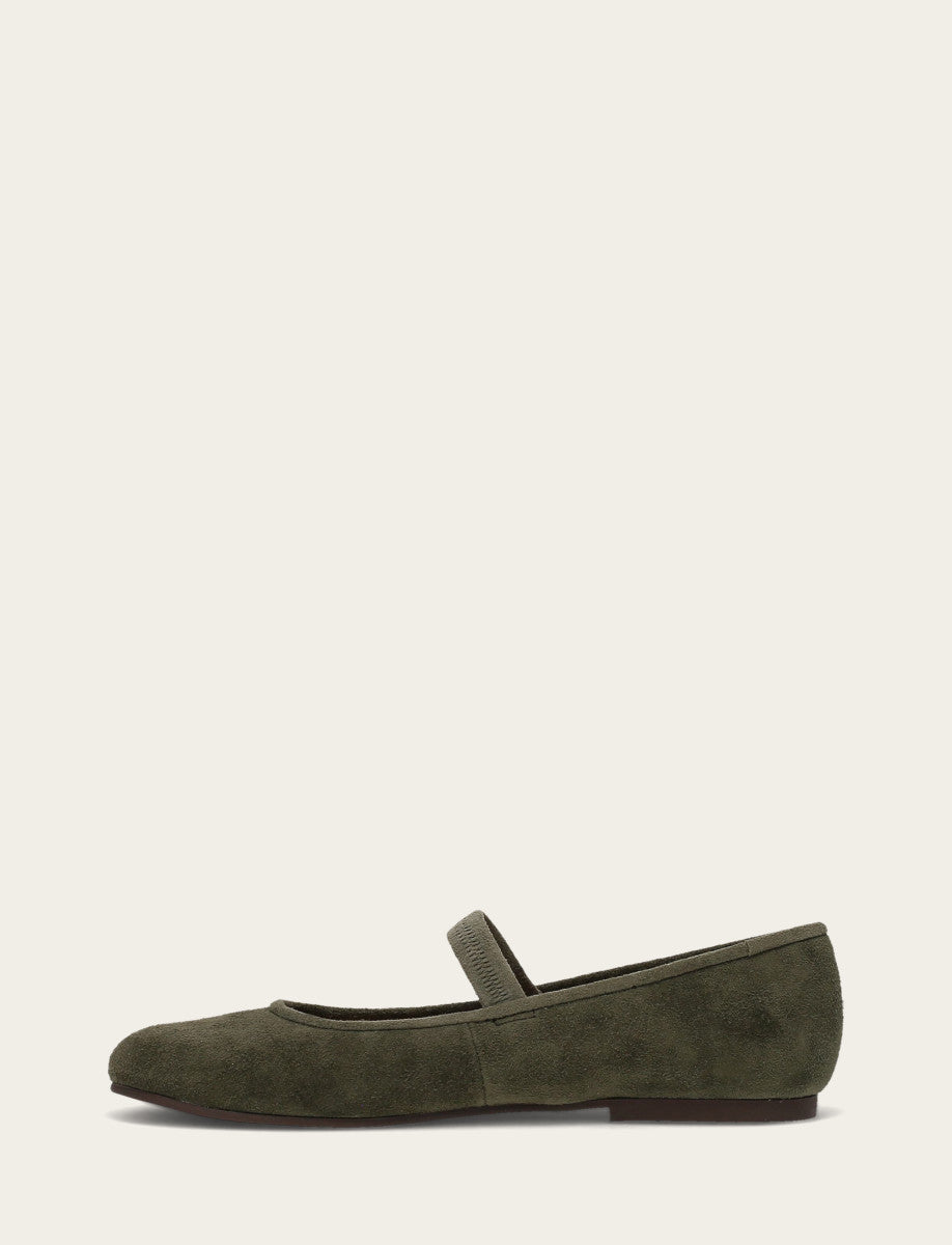 Women's Dark Olive Emma Elastic Mary Jane Shoe