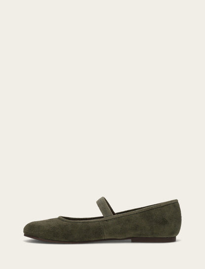Women's Dark Olive Emma Elastic Mary Jane Shoe