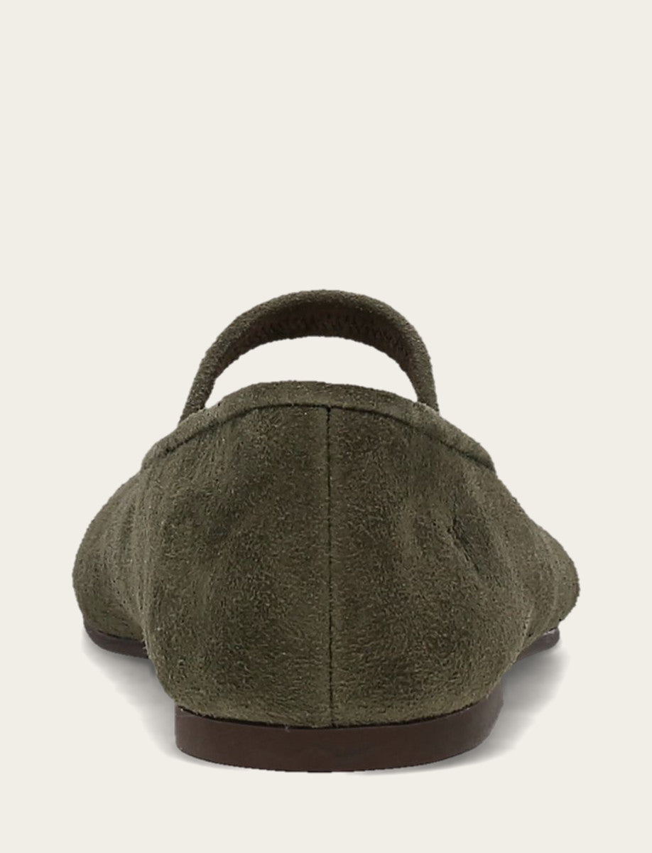 Women's Dark Olive Emma Elastic Mary Jane Shoe