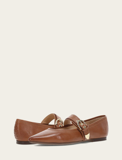 Women's Dark Latte Heather Buckle Mary Jane Flats
