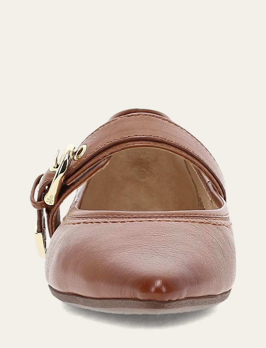 Women's Dark Latte Heather Buckle Mary Jane Flats