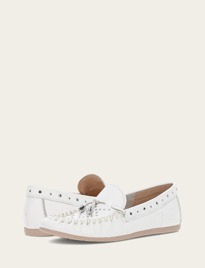 Women's White Naya Stud Moc Loafers