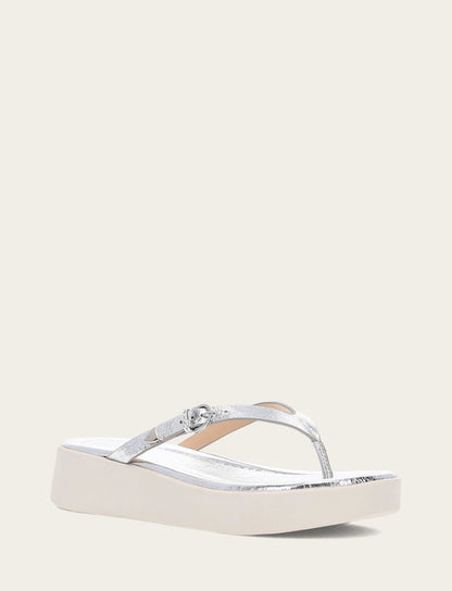 Women's Silver Maya Buckle Thong Sandals