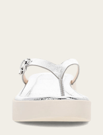 Women's Silver Maya Buckle Thong Sandals