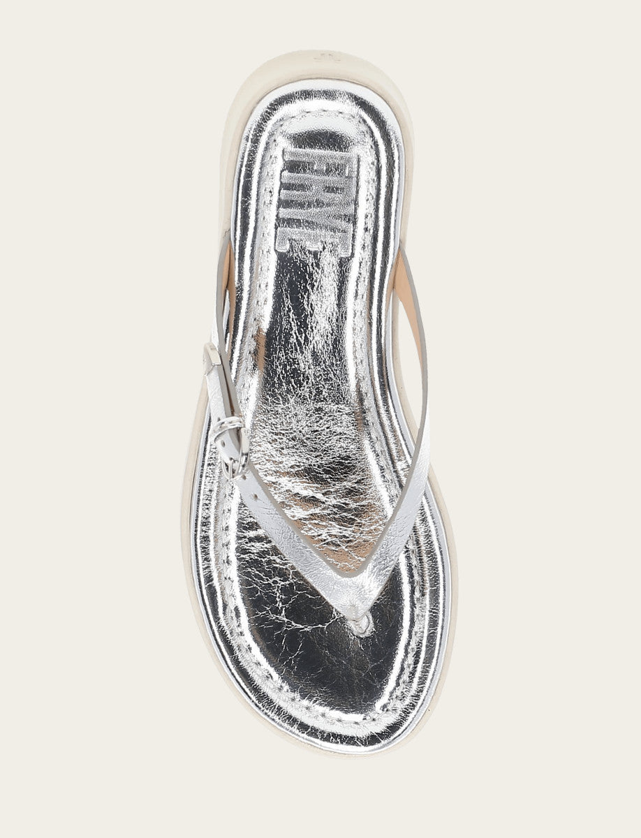 Women's Silver Maya Buckle Thong Sandals