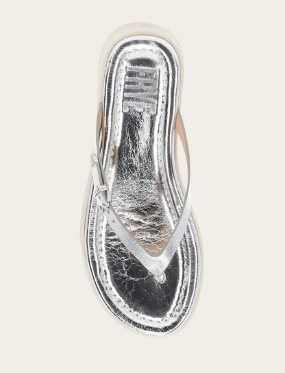 Women's Silver Maya Buckle Thong Sandals