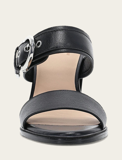 Women's Black Stella Buckle Slide Sandals